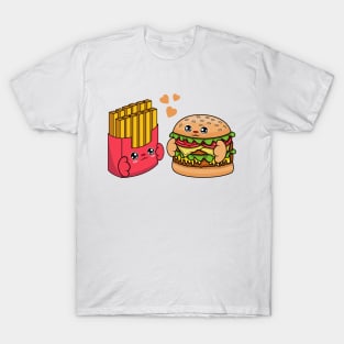 All i need is burger and fries, Kawaii burger and fries cartoon. T-Shirt